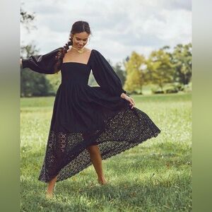 Free People NWT :: Perfect Storm Midi dress square neck black sz LARGE